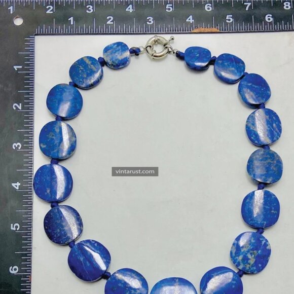 Handmade Lapis Lazuli Choker Necklace: Beaded Gemstone Jewelry - Picture 9 of 11
